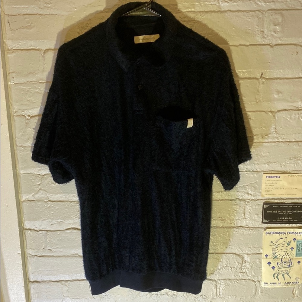 Men's Navy Blue Fuzzy Polo Shirt